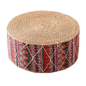 Cojín de Suelo Tejido Bohemio Rojo, Diámetro 40cm, Altura 20cm, Cojín de Asiento, Taburete Decorativo para Sala de Estar - Product Image 5