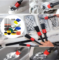 Kit de nettoyage automobile industriel de marque HSM, 35 pièces, ensemble de brosses de nettoyage, utilisation intérieure/extérieure, pare-brise, tapis, cuir-plastique