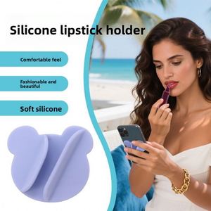 Universal Silicone <b>Bear</b> Lip Balm Holder Stick-on Phone Case Pocket Portable Lipstick Clip Cell Phone Stand Organizer - Product Image 4