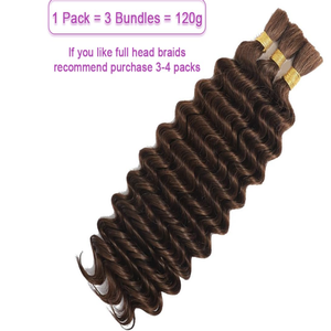Cheveux humains en gros, tressés, style bohème, ondulés profonds, effet vague d'eau, double trame pour extensions de cheveux - Product Image 1