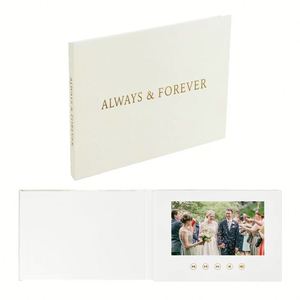 Livre vidéo de mariage en lin avec dorure à chaud, écran IPS 7 pouces, affiche des vidéos/photographies, album de cartes cadeaux personnalisé - Product Image 1