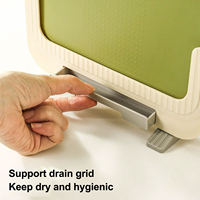 Ensemble de planches à découper 4 en 1 antidérapantes double face en acier inoxydable de qualité alimentaire avec panier de drainage et support