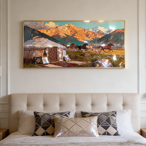 Quadro Moderno per Arredamento Casa, Pittura 3D LED da Parete per Soggiorno, Paesaggio Islamico con Cavallo, Dipinto Personalizzato in Cristallo e Porcellana, Novità - Product Image 6