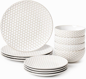 High Quality 24Pcs Embossed White Porcelain Stoneware Dinnerware <b>Set</b> Classic European Style Ceramic Tableware <b>Microwave</b> Portable - Product Image 3