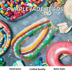 Collar de Cuarzo Rosa y Jade Morado Bohemio Hecho a Mano de Alta Calidad con Cuentas de Ábaco de Piedra Natural, Cadena para Clavícula, Regalo - Product Image 2