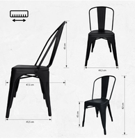 Vente en gros de chaise de salle à manger en acier Tolix en métal noir chaise de café moderne pour restaurant, hôtel et extérieur empilable et élégante