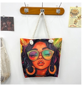 <span class=keywords><strong>Sac</strong></span> de <span class=keywords><strong>plage</strong></span> Cabas imprimé avec poignées en corde, Nouveau 2026, Léger pour Femme, <span class=keywords><strong>Sac</strong></span> à bandoulière artistique, tendance et polyvalent - Product Image 1
