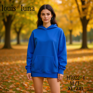 HDJ Women's Crew Neck <b>Sweatshirt</b> Long Sleeve Royal Blue Casual Autumn Winter Knitted Pullover H7022-4 - Product Image 2