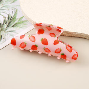 กิ๊บติดผมรูปดอกเชอร์รี่สีแดงประดับเพชร พิมพ์ลาย PVC แบบหนีบ - Product Image 4