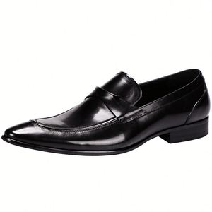 British Thick Soled Genuine Leather Round-<b>toe</b> Casual Leather Wedding Shoes with Brocade Detailing Men Shoes for Formal Occasions - Product Image 3