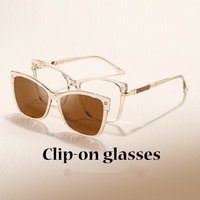 QSKY 72002 Gafas Ópticas Magnéticas Ultraligeras de Moda con Clip TR90 2 en 1, Montura de Gafas Polarizadas UV400 con Logotipo Personalizado