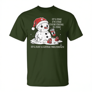 Maglietta Promozionale Natalizia con Pupazzo di Neve per Adulti, Manica Corta Unisex, Collo Tondo, Stampa Digitale, Design Festivo - Product Image 2