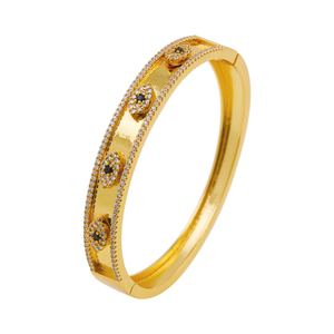 Bracelet en laiton plaqué or pour femmes, bijou fantaisie, en cristal, mauvais yeux, vente en gros, <span class=keywords><strong>2022</strong></span> - Product Image 4