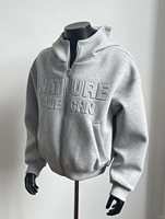 Sweat-shirt à capuche Yingling personnalisé avec logo, broderie 3D, coupe vintage, épais, à épaules tombantes, avec fermeture éclair