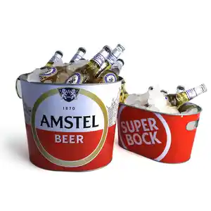 5 L 8 L 15 L 20 L Custom Oval Beer Tub Galvanized Large Ice Tub Metal Drink Ice Bucket With Handles For Parties
