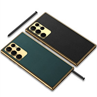 Coque de téléphone portable pour Samsung Galaxy S23 Ultra S24 S23 Plus housse de protection en cuir uni électrolytique pour Samsung S22 Ultra