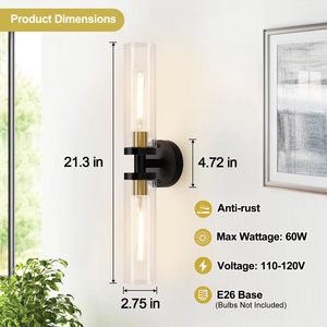 Lámparas de pared modernas, lámparas de pared de baño con vidrio transparente, adecuadas <span class=keywords><strong>para</strong></span> espejos de baño, salas de estar, pasillos, dormitorios - Product Image 6