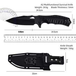 Cuchillo Bowie de Hoja Fija Multiherramienta de Acero Inoxidable con Mango de Nylon y Fibra de Vidrio de Alta Calidad para Caza, Camping Táctico y Bricolaje OEM - Product Image 4