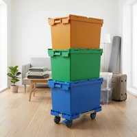Conteneurs en plastique de qualité industrielle avec couvercle intégré, bacs de stockage réutilisables pour la chaîne d'approvisionnement et la logistique
