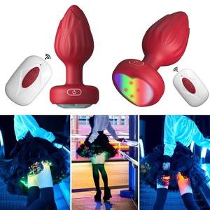Uzaktan Kumandalı Silikon Su Geçirmez Unisex Vibratör Kalp Şeklinde LED Işıklı Elektrikli Anal <span class=keywords><strong>Plug</strong></span> - Product Image 2