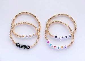 Bracelet personnalisé avec perles de lettres, plaqué or et perles colorées, bracelet à nom personnalisé, bijoux, cadeau <span class=keywords><strong>MAMA</strong></span> - Product Image 5