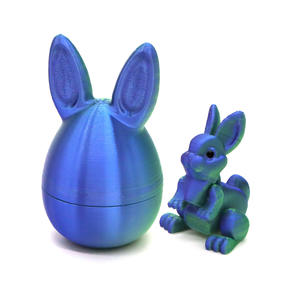 Jouet lapin articulé et flexible imprimé en 3D, décoration de Pâques pour la maison et le bureau, et garniture de panier de Pâques, mini-œuf en soie avec oreilles de lapin - Product Image 4