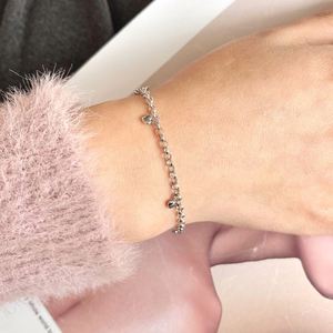 Dylam Simple Design 925 Sterling Silver Rhodium Plated Tiny Heart Pendant Link Chain Stacking <b>Bracelet</b> - Product Image 2
