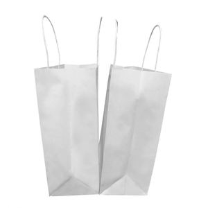 2026 New RC Custom logo Plain White Kraft Paper <b>Bags</b> with Twisted Handles 10x5x13 Inches - Product Image 3