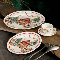 WEIYE Creative Noël Vaisselle Ensemble Restaurant Plats & Assiettes Ensemble Arbre En Céramique Assiette De Noël Festival Décor Accessoires