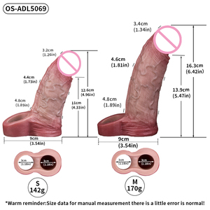 ORALSX 실리콘 페니스 익스텐더 수탉 링 슬리브 현실적인 수탉 슬리브 지연 사정 남근 익스텐더 섹스 인핸서 남성용 - Product Image 2