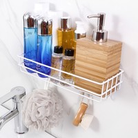 Étagère d'angle en métal en fer Étagères d'organisation de salle de bain Étagères de douche avec savon pour montage mural sans perçage Stockage de caddie de douche