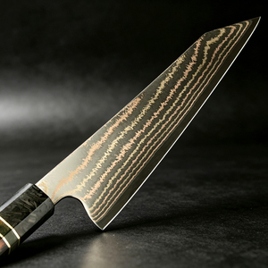 Couteau japonais Kiritsuke en acier Damas cuivré, couteau de chef pour sushi, <span class=keywords><strong>jambon</strong></span>, viande, avec manche octogonal stable en bois et fibre de carbone - Product Image 4