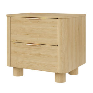 Mesita <span class=keywords><strong>de</strong></span> <span class=keywords><strong>noche</strong></span> alta moderna en roble natural, mesita <span class=keywords><strong>de</strong></span> <span class=keywords><strong>noche</strong></span> ancha <span class=keywords><strong>de</strong></span> madera con 2 cajones <span class=keywords><strong>de</strong></span> almacenamiento, mesita <span class=keywords><strong>de</strong></span> <span class=keywords><strong>noche</strong></span> <span class=keywords><strong>de</strong></span> diseño <span class=keywords><strong>de</strong></span> perfil Curvo - Product Image 1