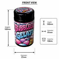 Bocaux en verre UV noirs personnalisés pour herbes et fleurs, 3,5g, 7g, 5ml, 100ml, 150ml, avec autocollant