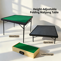 Table de jeu de Mahjong pliable et portable avec pieds métalliques réglables et sac de transport pour la maison, le camping et les fêtes