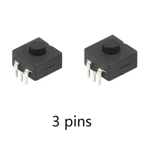 12*12mm kapalı el feneri anahtarı siyah küçük mikro anahtarı 3 ayak 3 pins basmalı düğme