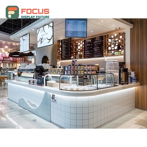 Luxury Coffee Service Counter Condiment <b>Shelf</b> Checkout Area Matte White Cafe Counter Display - Product Image 1