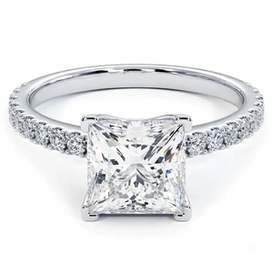 Designer Custom 18K Gold Filled IGI Certified 1.5CT Princess Lab Grown Diamond White D Color Unisex Engagement Trendy Ring - Product Image 1