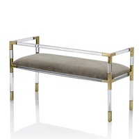 Canapé-lit en acrylique transparent de luxe avec revêtement en velours et cadres dorés, design moderne pour salon, villa, bureau à domicile