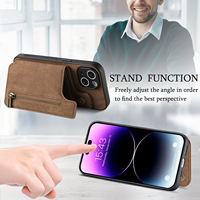 Étui de luxe antichoc en cuir PU avec fermeture éclair et support intégré pour cartes, compatible iPhone 18 17 16 15 14 13 12 11 Pro Max