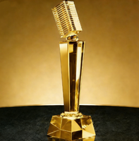 Trophée de chant en cristal K9 rouge personnalisé avec logo, pour concours de microphones et de présentateurs, vente en gros, haute qualité