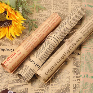 Carta da Imballaggio per Fiori in Stile Giornale Kraft, Carta Reversibile per Bouquet Floreali, Design in Stile Giornale Kraft Marrone per Feste e Matrimoni - Product Image 3