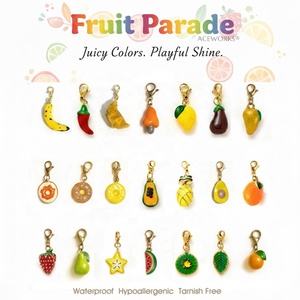 Desfile de Frutas |   Colgante de Acero Inoxidable con Baño de Oro PVD de 18K y Esmalte para Fabricación de Joyas |   Duradero, Impermeable e Hipoalergénico - Product Image 1