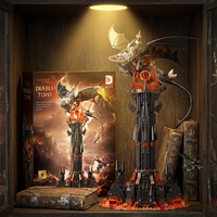 Set de Bloques de Construcción de Torre de Fantasía Oscura, Modelo de Castillo de Dragón con Ojos Luminosos, Juguete de Ensamblaje DIY, Regalo para Niños y Adultos Coleccionistas