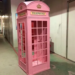 Großhandel maßge schneiderte antike Metall rosa Telefon London klassische Telefonzelle für die Hochzeit
