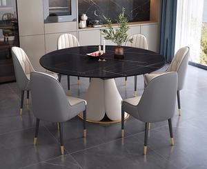 Ensemble rond de table à manger en marbre de luxe, extensible et pliable, 6 places, meubles rectangulaires en métal peu encombrants - Product Image 5