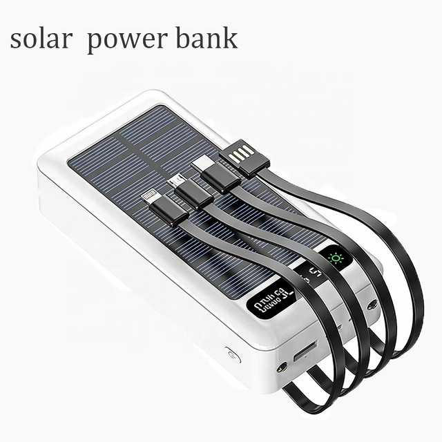 Portable 20000mAh High Capacity Solar Power Bank Waterproof Outdoor Travel Smart Phone Charger 10W Battery Charger for Phone