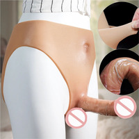 Pantalones con Dildo de Silicona de Gran Tamaño, Estilo Flocking, para Masturbación Masculina