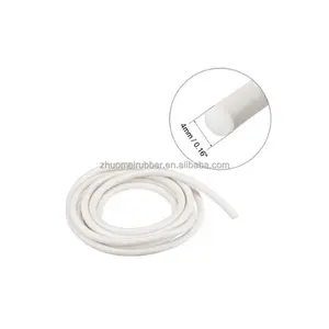 Cordão de borracha de silicone redondo branco 4mm miçangas