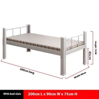 Lit simple en acier Lit pour dortoir du personnel Lit mezzanine pour appartement d'étudiant Lit avec cadre en fer Lit avec planche de lit
